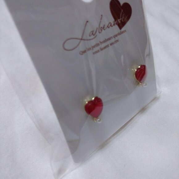 CanDo Heart Motif Earrings Red - Picture 3 of 3